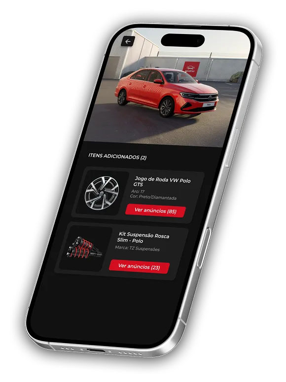 Aplicativo ModCar em um smartphone